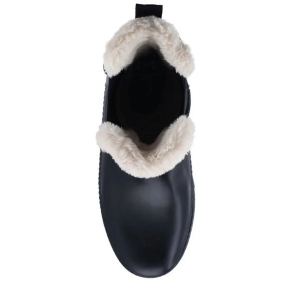 Marc Fisher LTD Fargo Dark Blue Faux Shearling Lined Lug Sole Rain Boots Size 6M